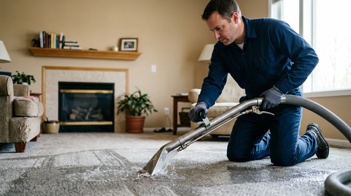 Water damage restoration technician working near Shields, ND